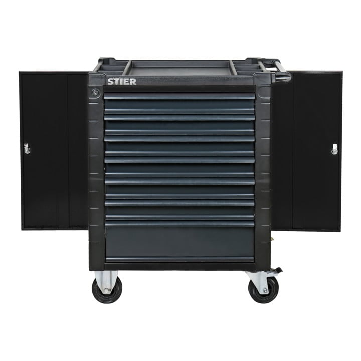 STIER workshop trolley with protective device and side door equipped with 223 pieces