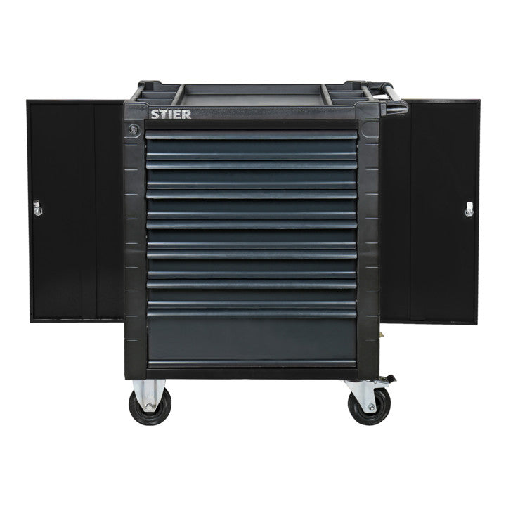 STIER workshop trolley with protective device and side door equipped with 223 pieces