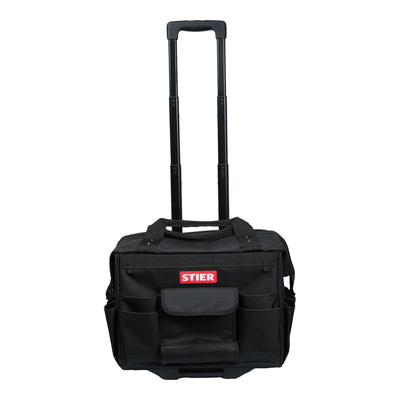 STIER Werkzeugtrolley Premium+ leer Werkzeugkoffer schwarz 19 Fächer reißfest