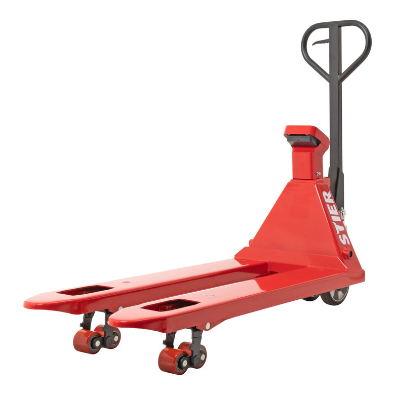 STIER electric weighing pallet truck with printer 2000kg load capacity 1kg increments