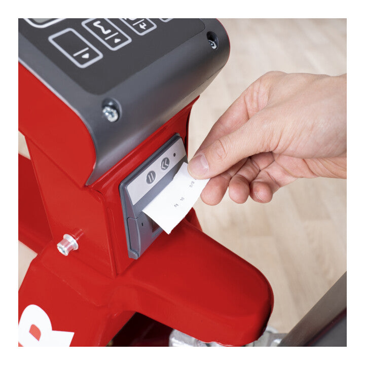 STIER electric weighing pallet truck with printer 2000kg load capacity 1kg increments