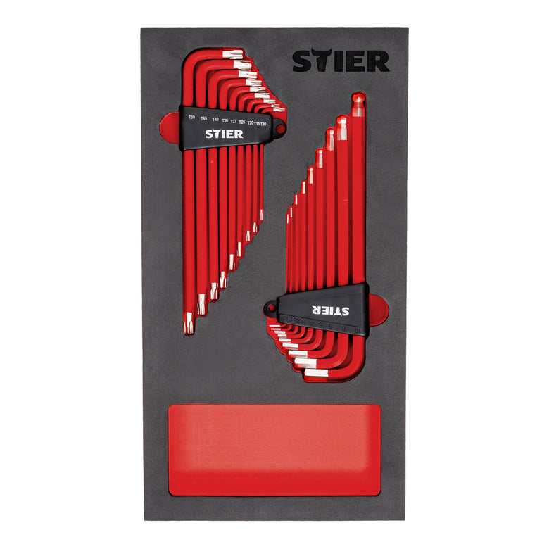 STIER Allen key set 6KT/TX 18-piece in soft foam insert (EVA)