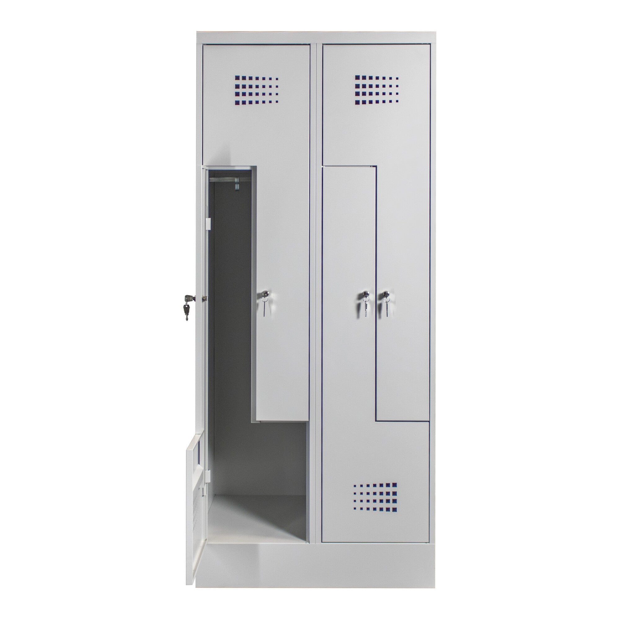 STIER Z-locker Premium with base 4 compartments cylinder lock light grey