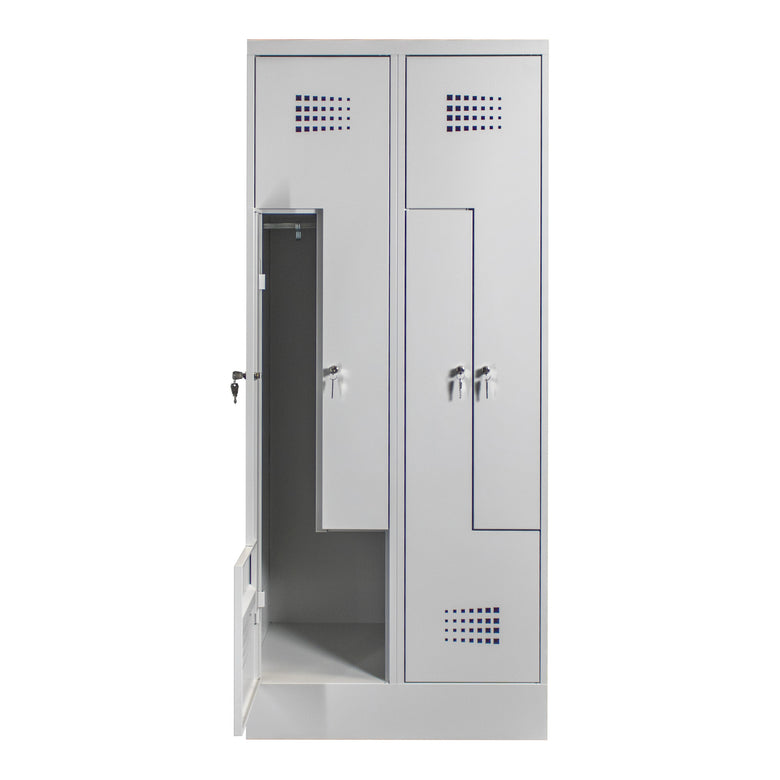 STIER Z-locker Premium with base 4 compartments cylinder lock light grey