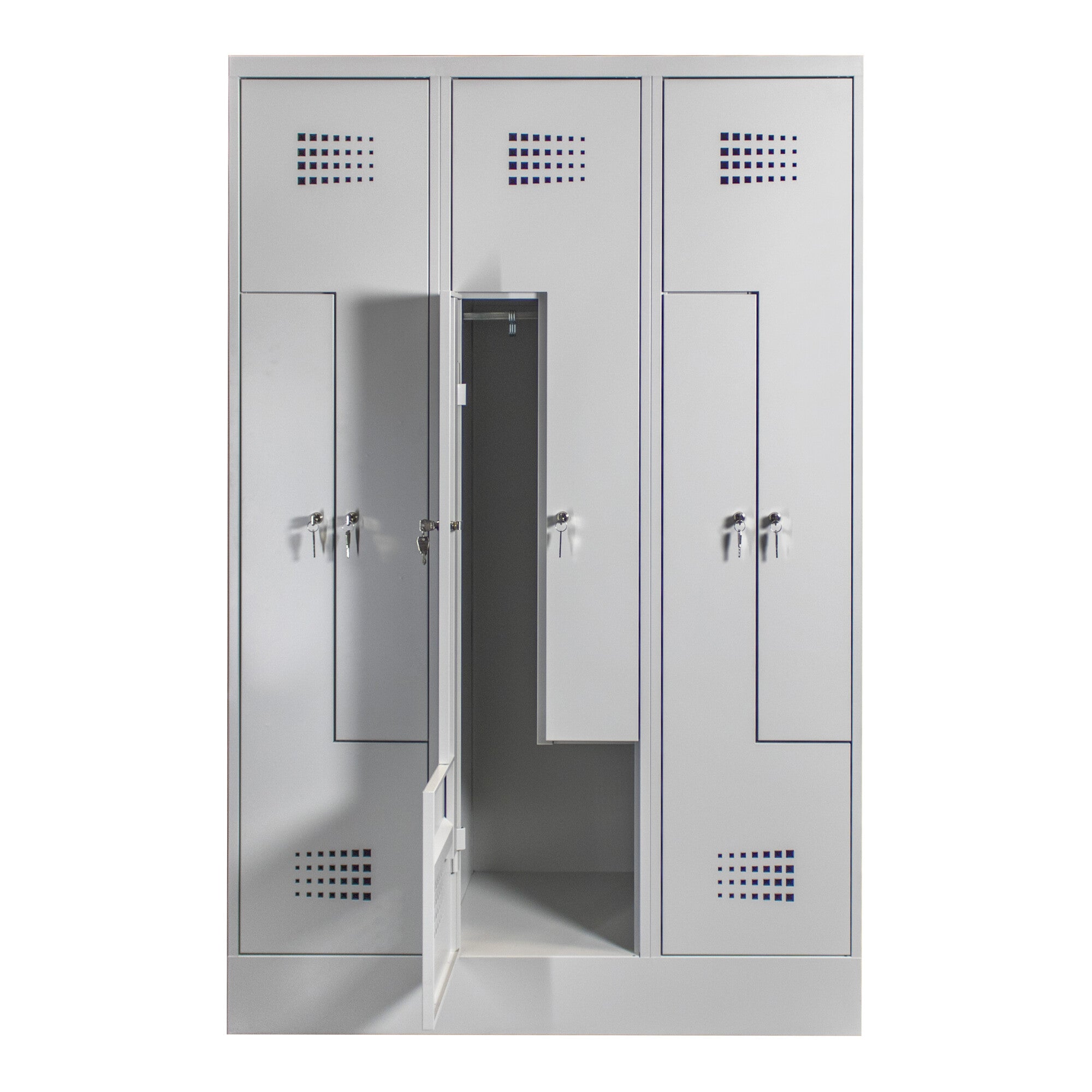 STIER Z-locker Premium with base 6 compartments cylinder lock light grey