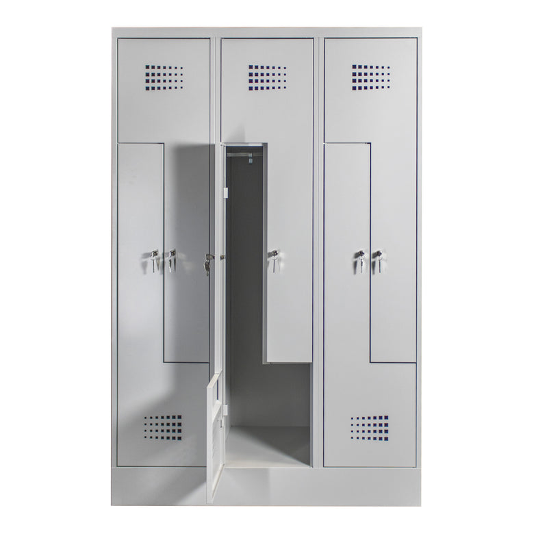 STIER Z-locker Premium with base 6 compartments cylinder lock light grey