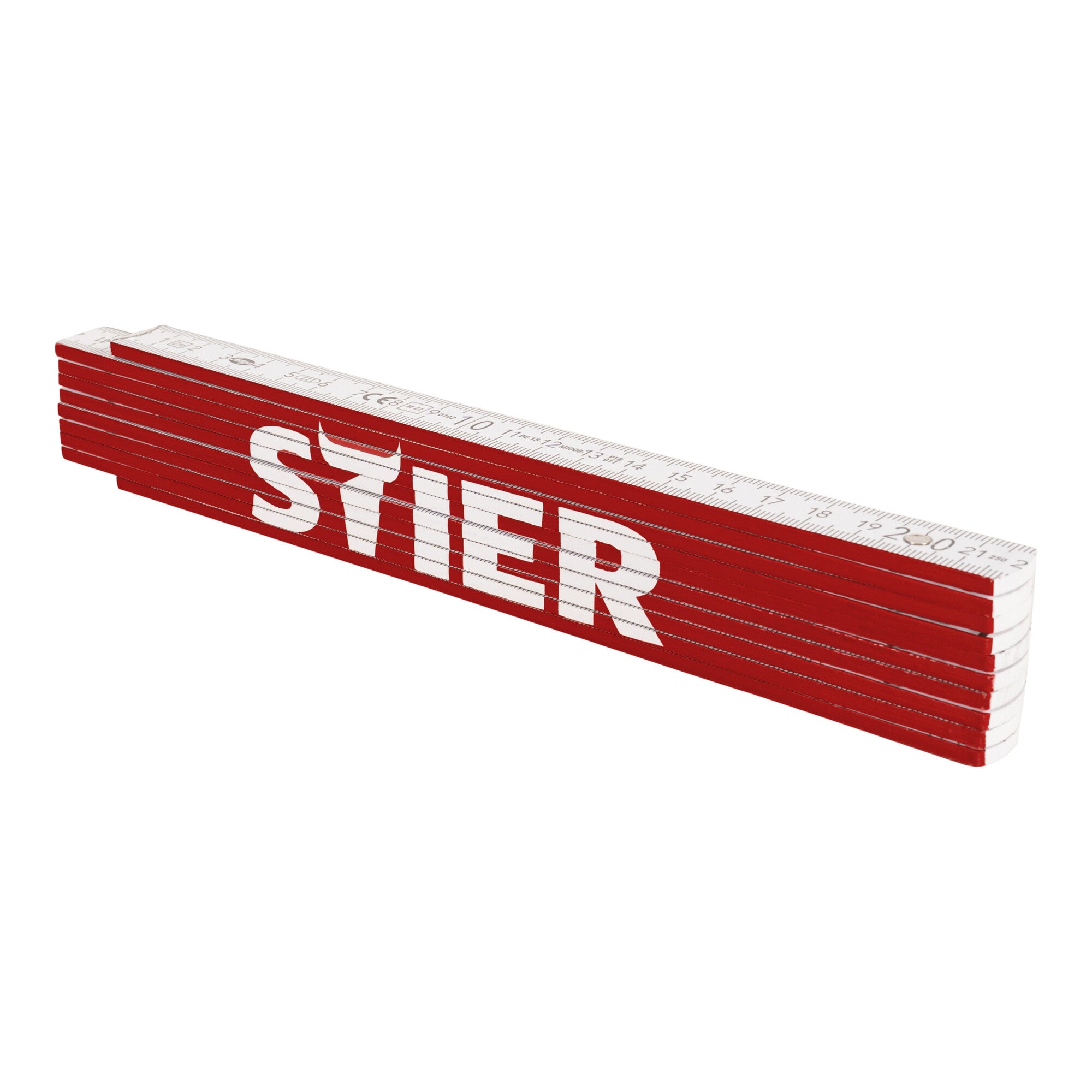 STIER folding rule 2 m length made of beechwood 10 sections 90° and 180° grid