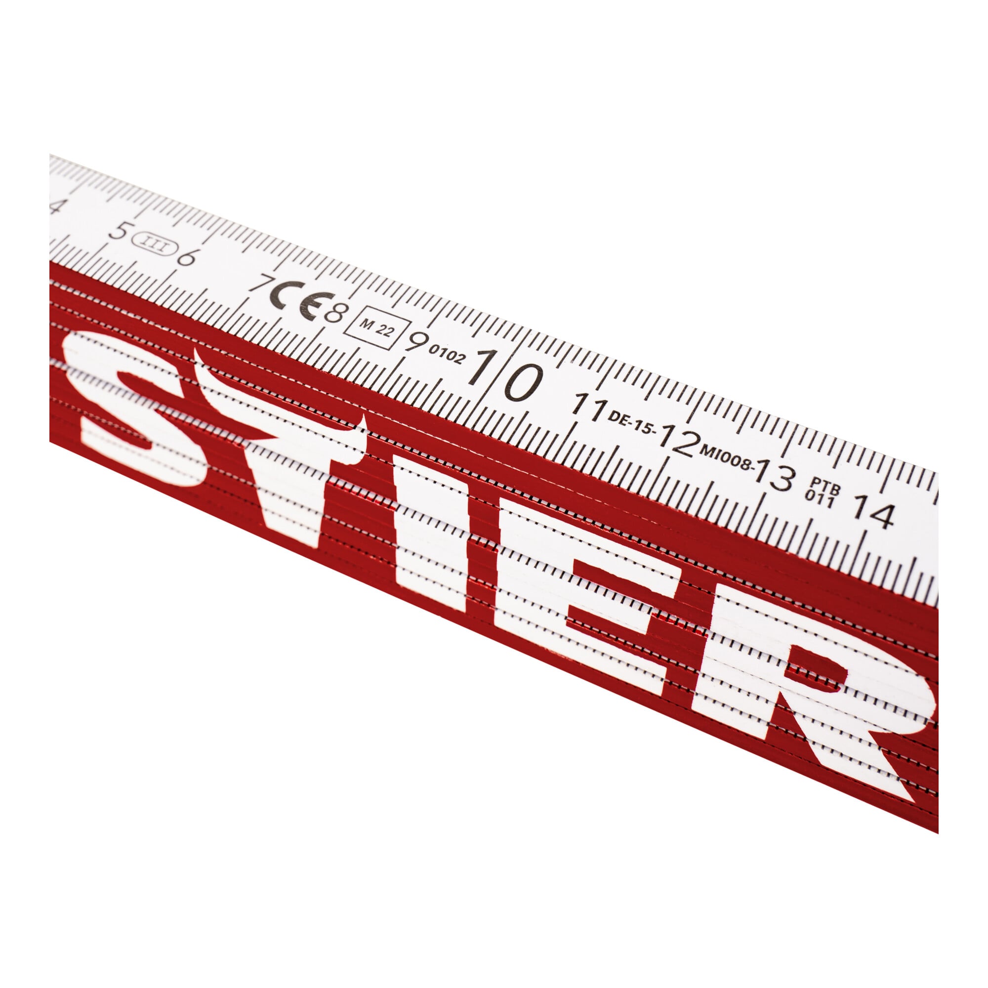 STIER folding rule 2 m length made of beechwood 10 sections 90° and 180° grid