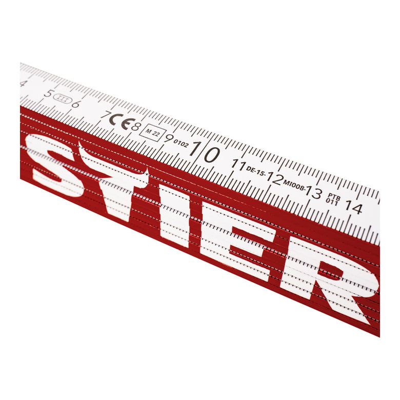 STIER folding rule 2 m length made of beechwood 10 sections 90° and 180° grid