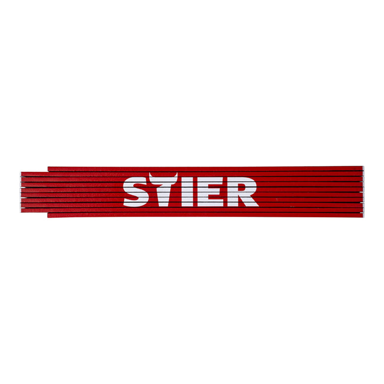 STIER Zollstock 2 m Länge aus Buchenholz 10 Glieder 90° und 180° Raster