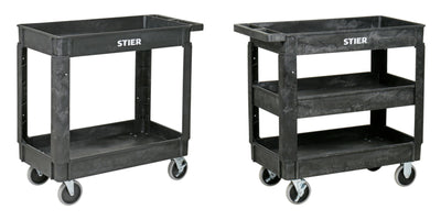 STIER plastic multi-purpose trolley with 2 or 3 levels, multi-purpose trolley up to 250 kg