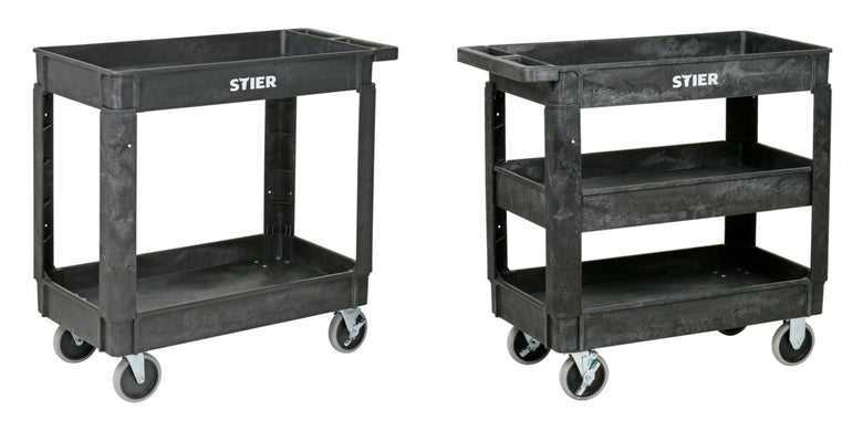 STIER plastic multi-purpose trolley with 2 or 3 levels, multi-purpose trolley up to 250 kg