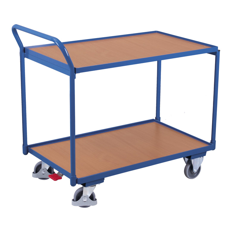 VARIOfit Tischwagen mit 2 Ladeflächen 835 x 495 mm Schiebegriff nach oben