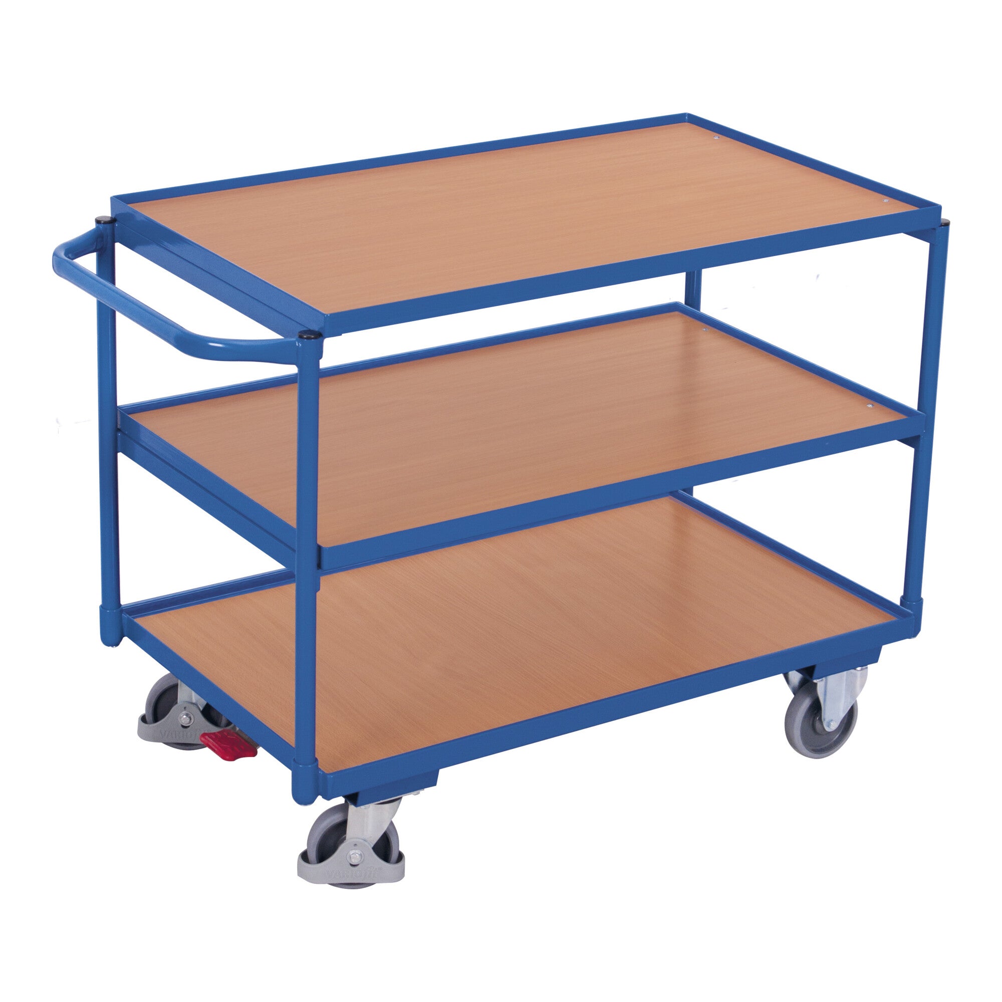VARIOfit Tischwagen mit 3 Ladeflächen 835 x 495 mm Schiebegriff waagerecht