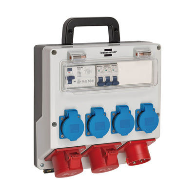 Wandverteiler 400V/16A IP44 3x LS 230V/16 A, 1xFI 40 A 4-polig 30mA