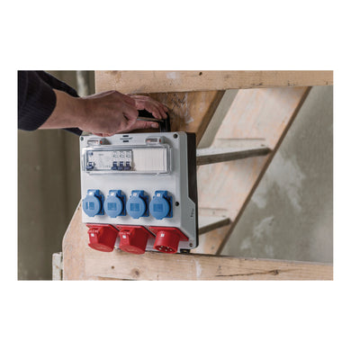 Wandverteiler 400V/16A IP44 3x LS 230V/16 A, 1xFI 40 A 4-polig 30mA